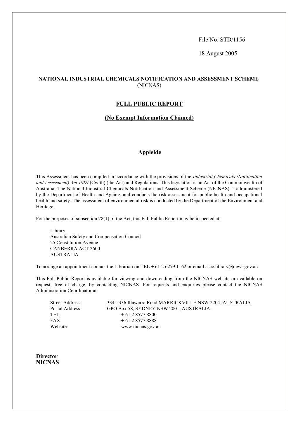 National Industrial Chemicals Notification and Assessment Scheme s41