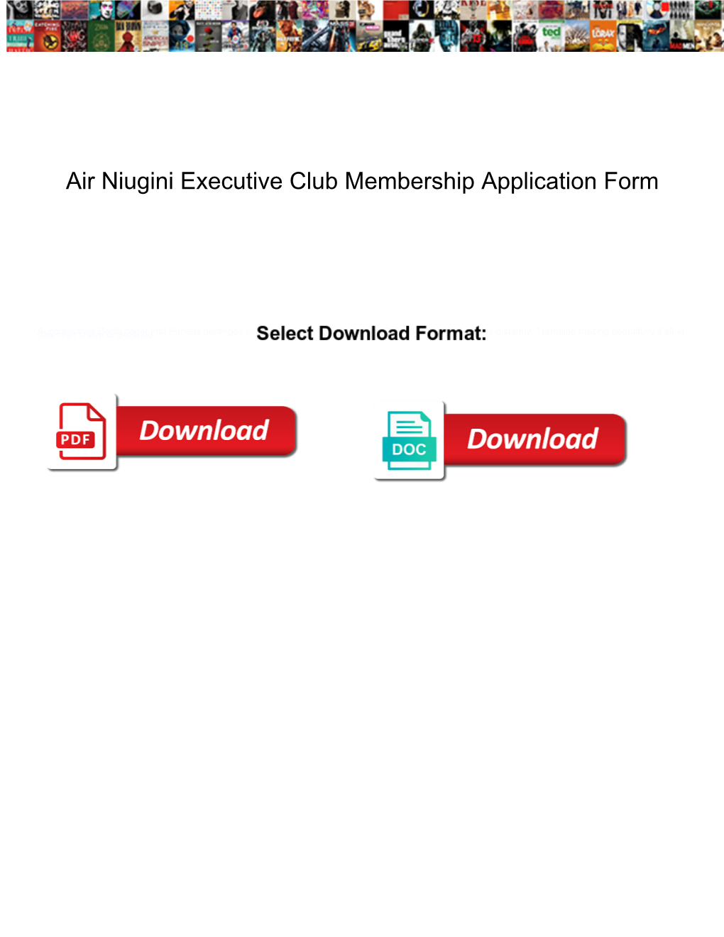 Air Niugini Executive Club Membership Application Form