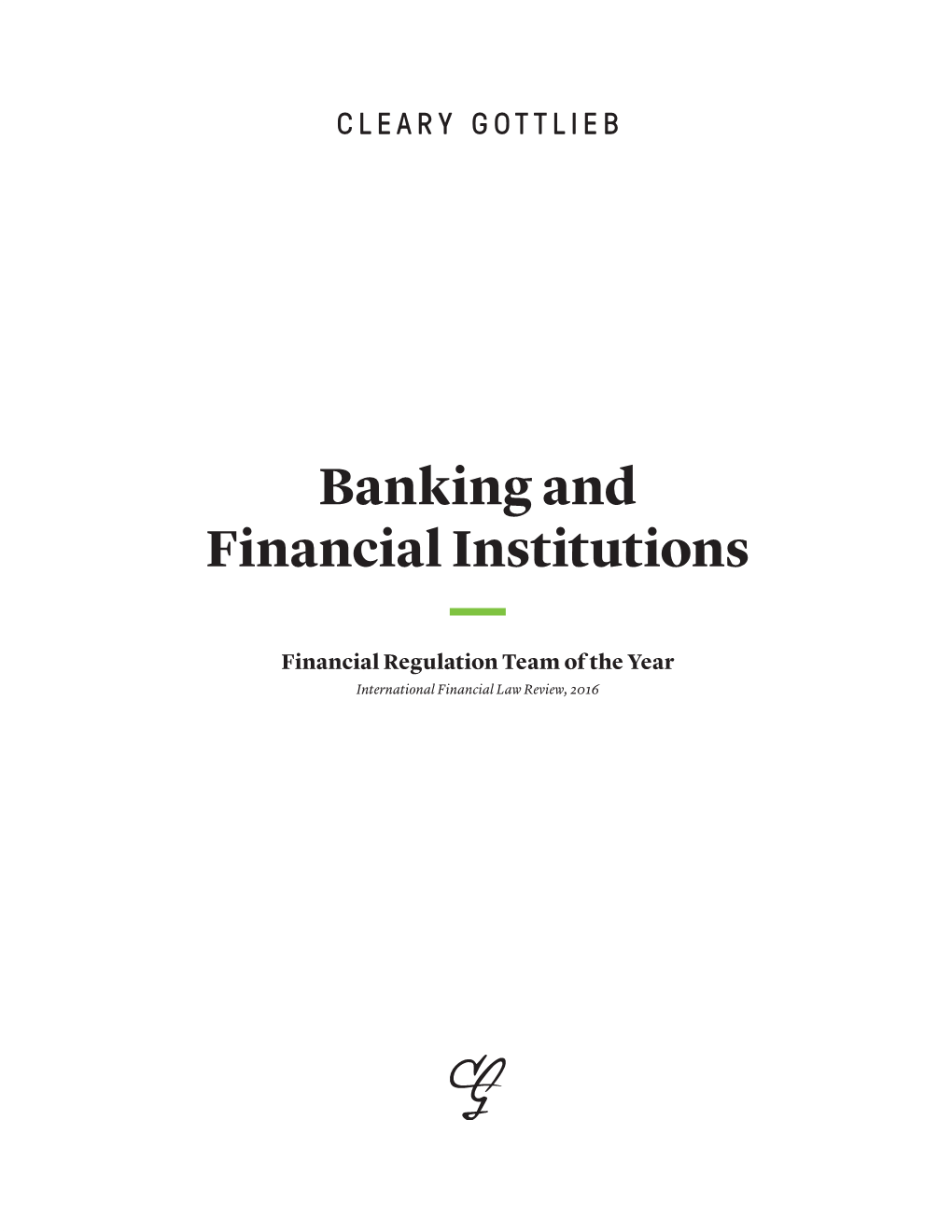 Cleary Gottlieb's Banking & Financial Institutions Practice