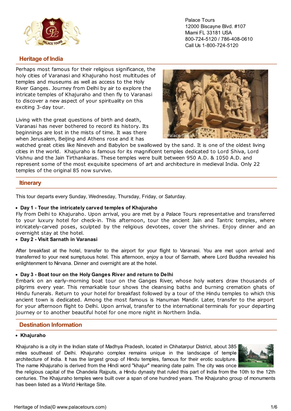 Heritage of India Itinerary Destination Information