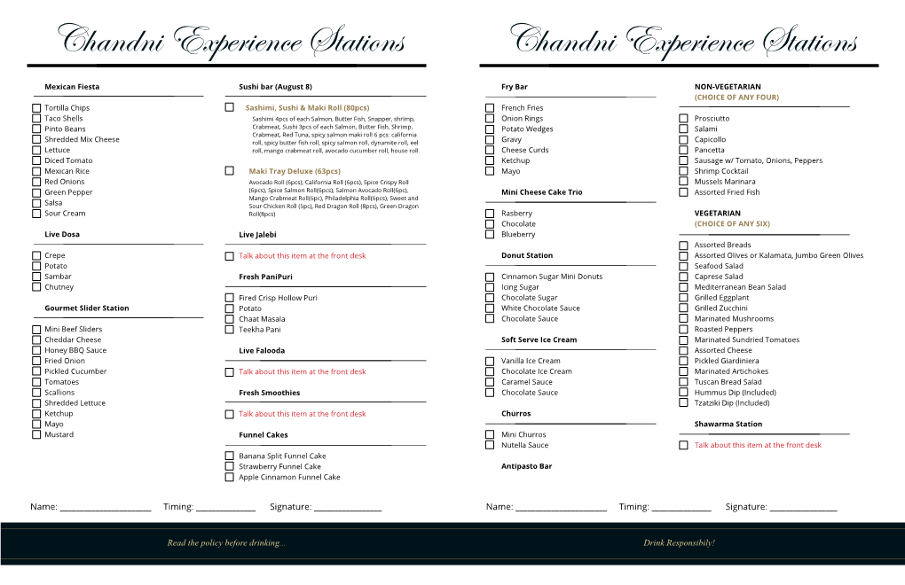 Chandni Experience Stations Chandni Experience Stations