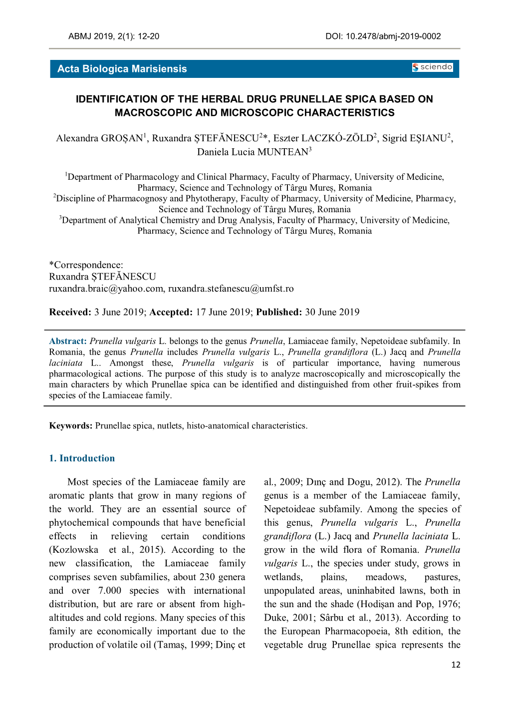 Identification of the Herbal Drug Prunellae Spica Based on Macroscopic and Microscopic Characteristics