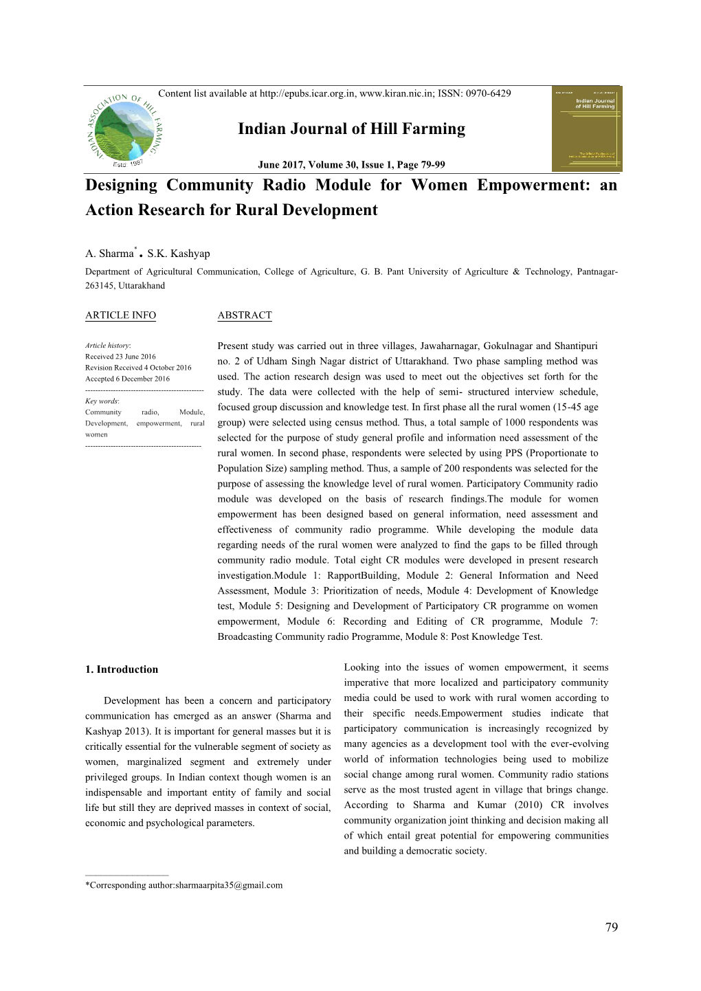 Designing Community Radio Module for Women Empowerment: an Action Research for Rural Development