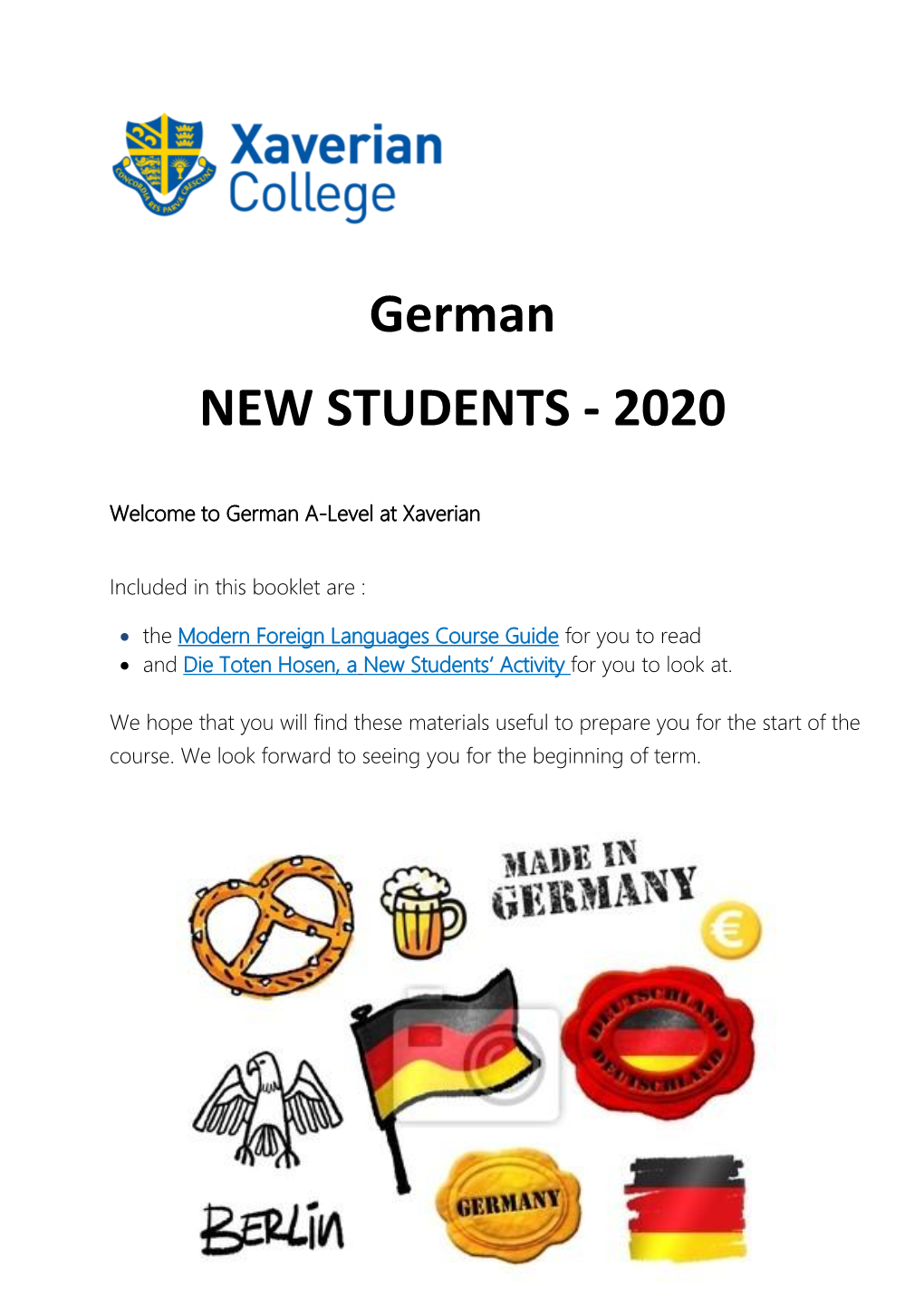 German NEW STUDENTS - 2020