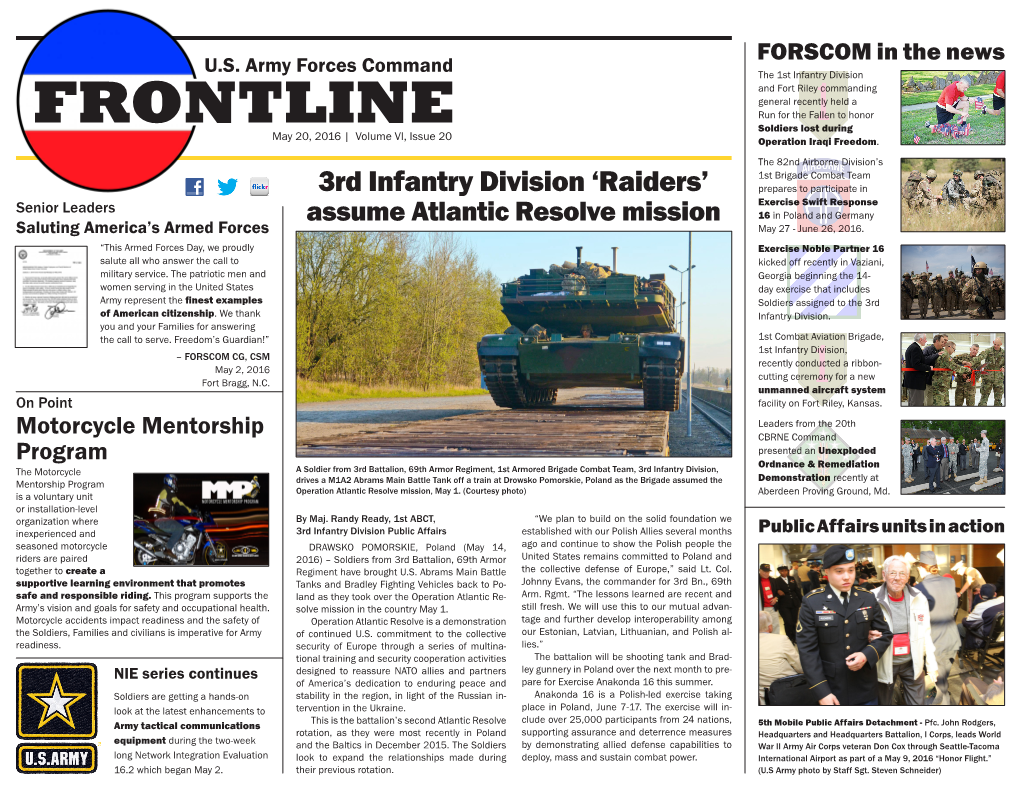 FRONTLINE Soldiers Lost During May 20, 2016 | Volume VI, Issue 20 Operation Iraqi Freedom