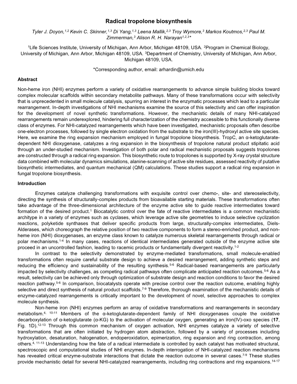 Radical Tropolone Biosynthesis