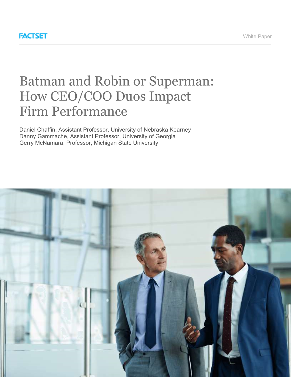 How CEO/COO Duos Impact Firm Performance