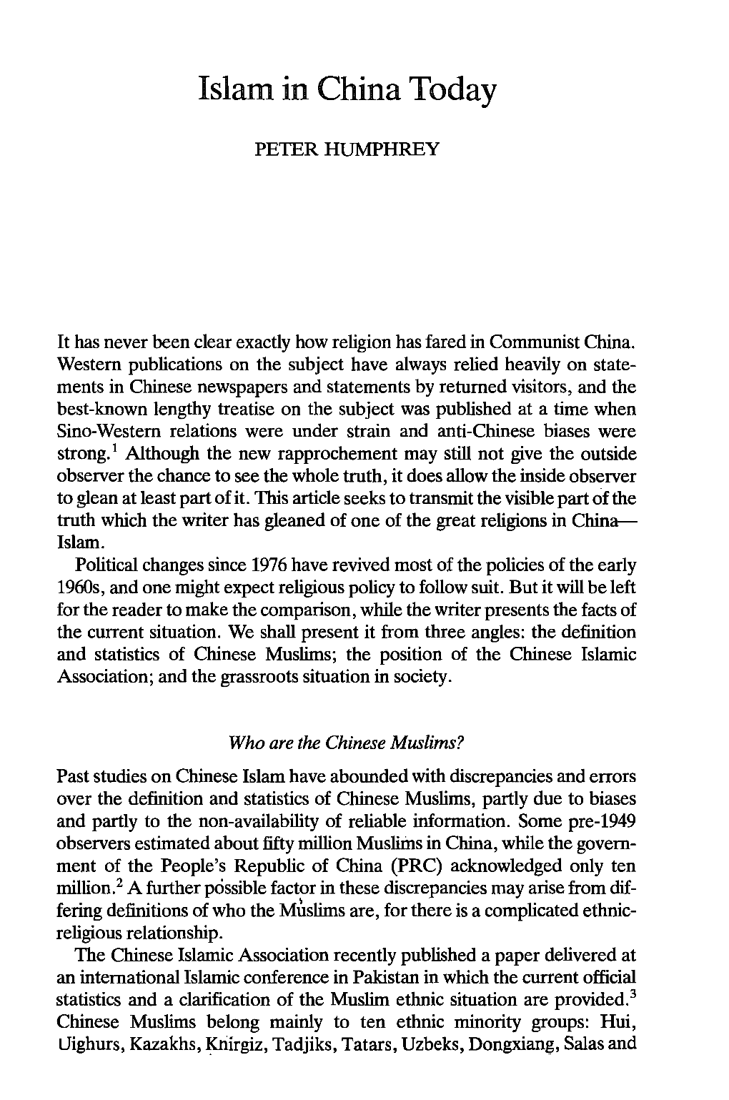 Islam in China Today