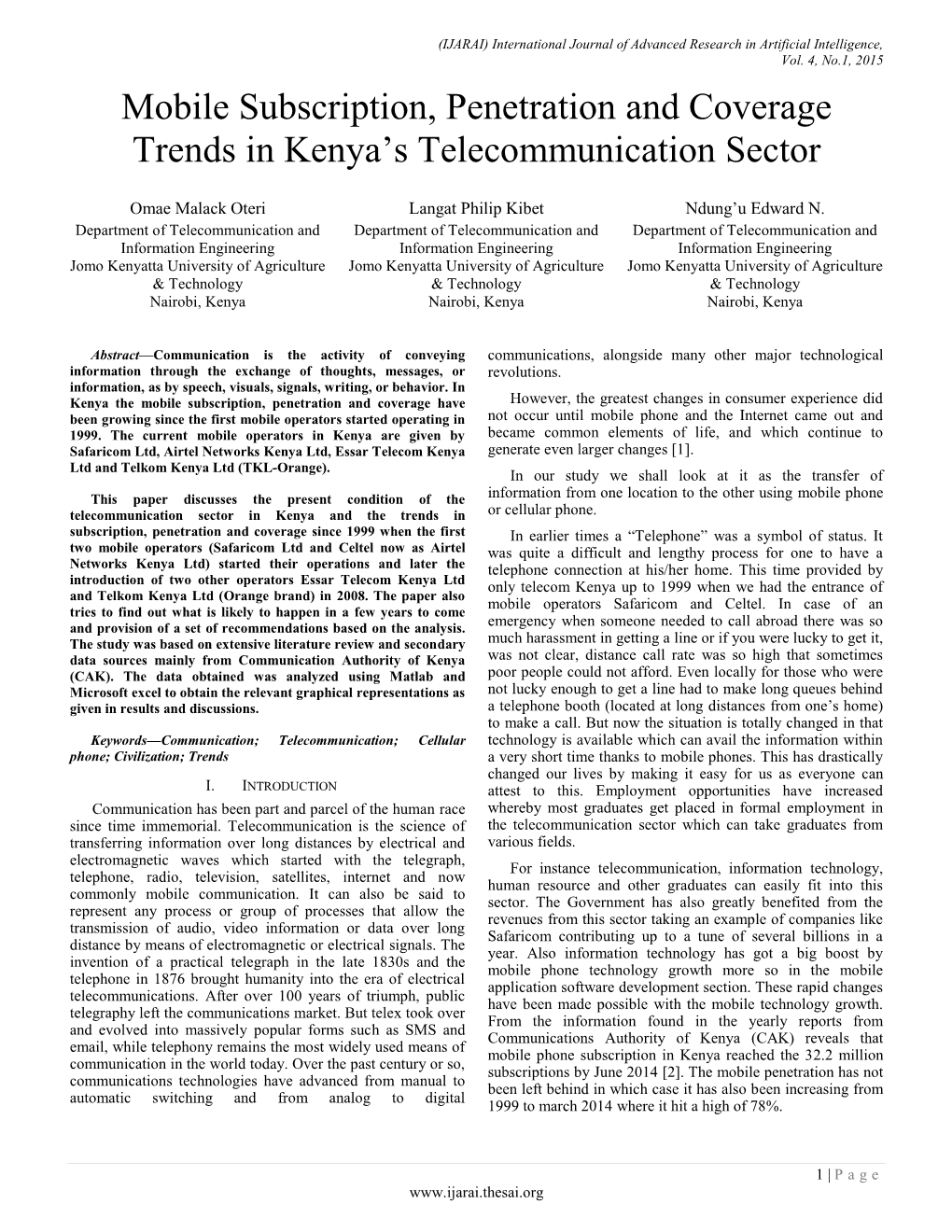 Mobile Subscription, Penetration and Coverage Trends in Kenya's