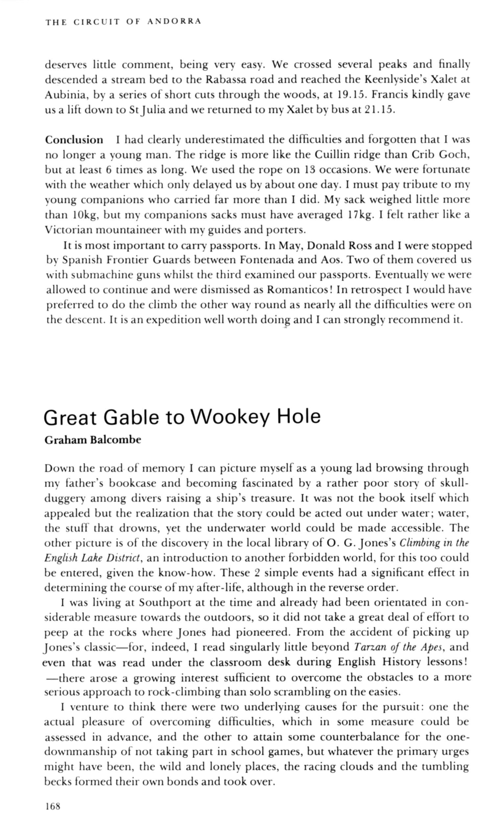 Great Gable to Wookey Hole Graham Balcombe