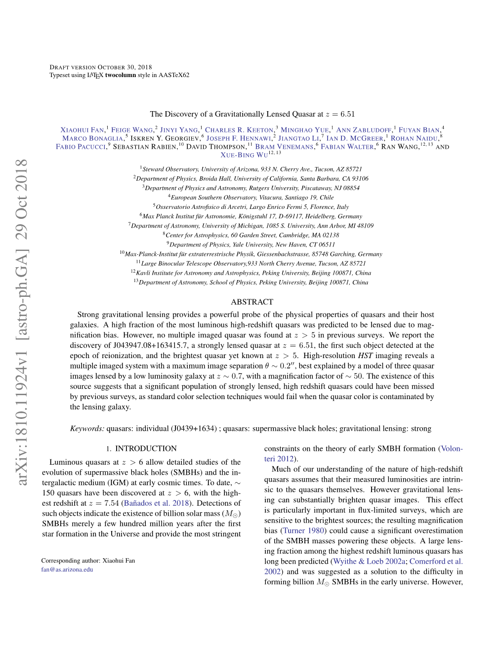 The Discovery of a Gravitationally Lensed Quasar at Z= 6.51