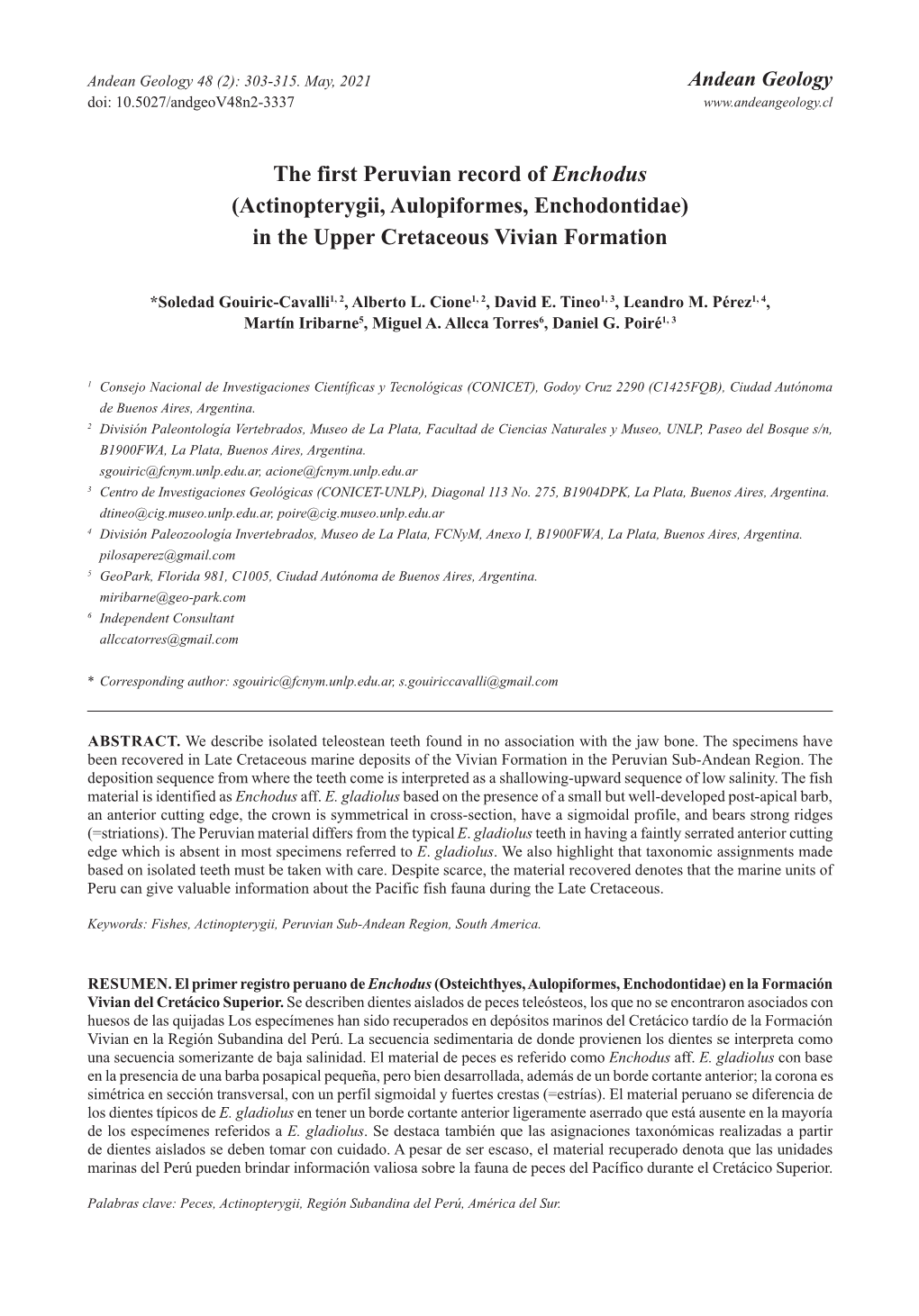 Actinopterygii, Aulopiformes, Enchodontidae) in the Upper Cretaceous Vivian Formation