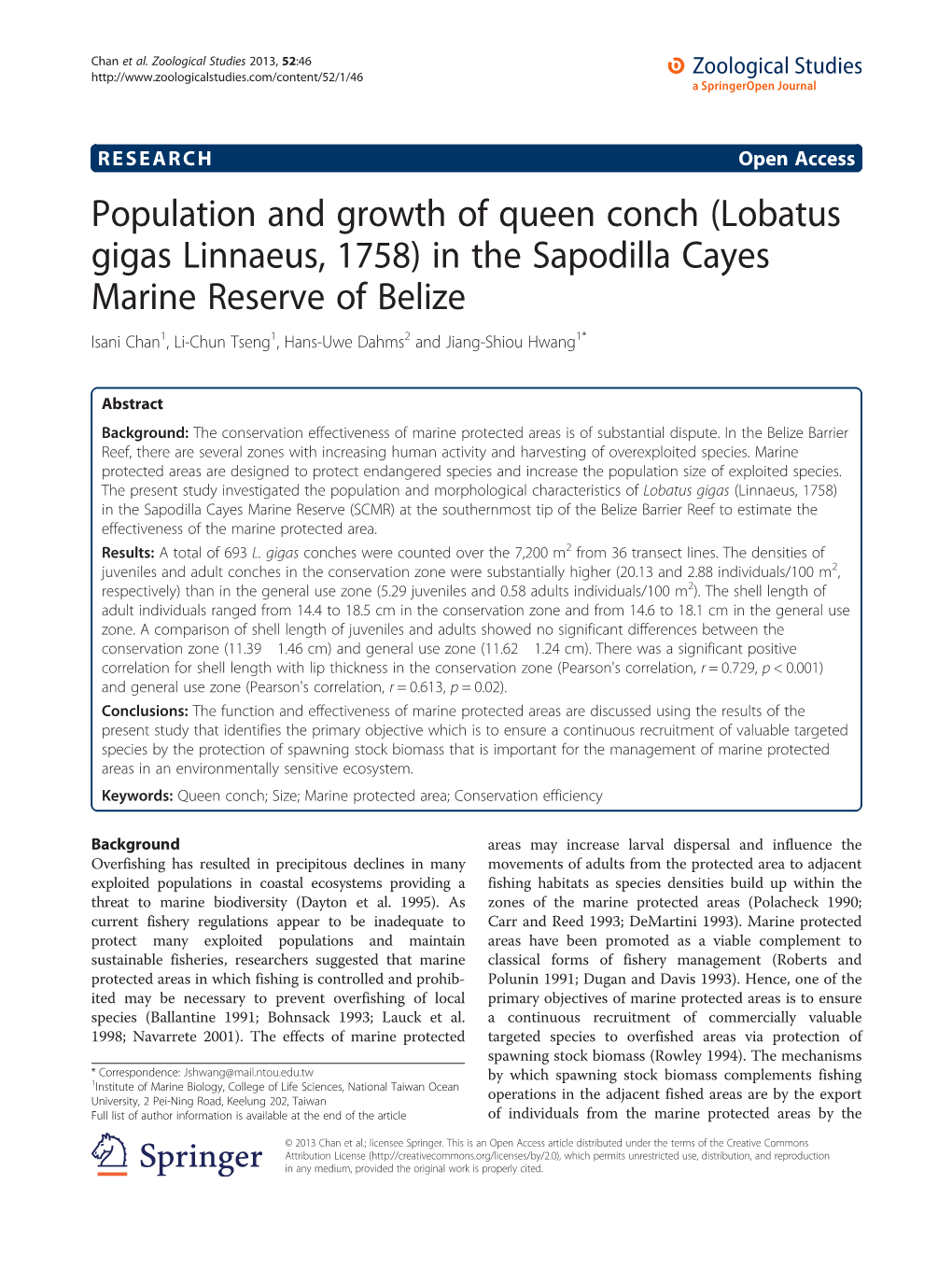 Population and Growth of Queen Conch (Lobatus Gigas Linnaeus
