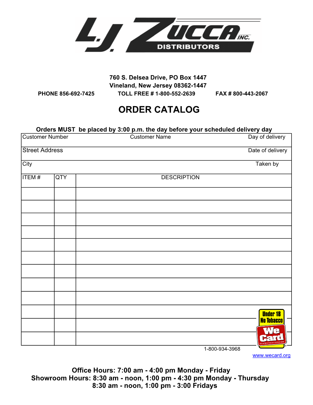 Order Catalog