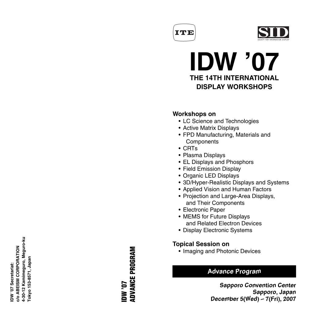 Idw ’07 the 14Th International Display Workshops