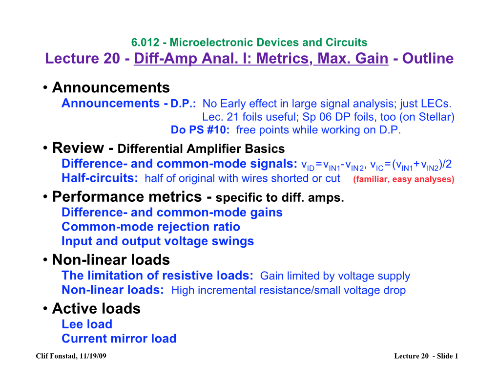 Lecture 20 - Diff-Amp Anal