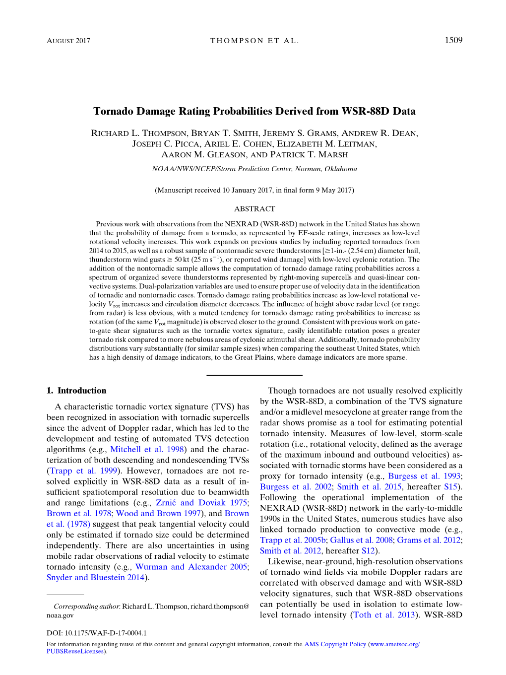 Tornado Damage Rating Probabilities Derived from WSR-88D Data