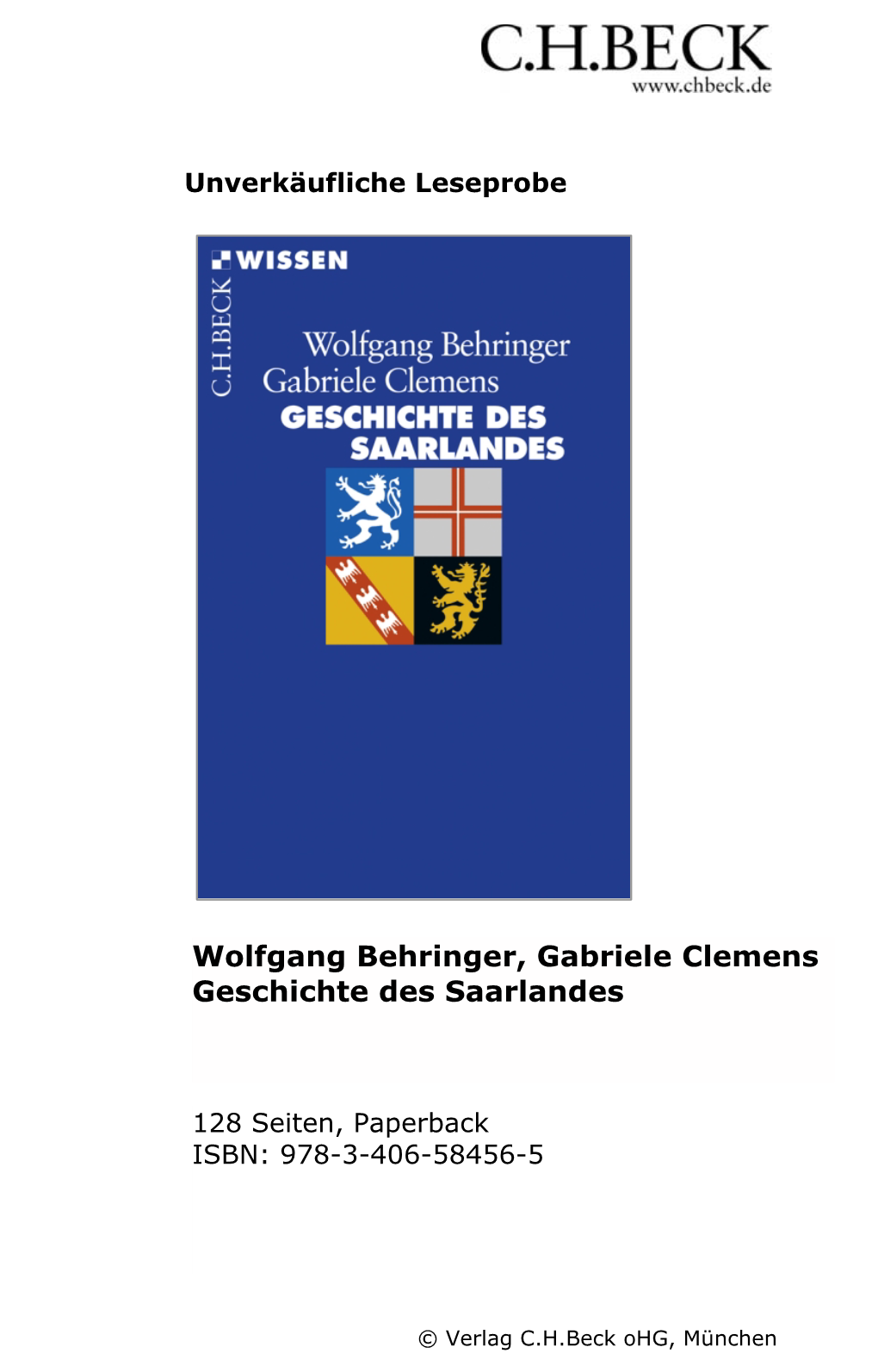 Wolfgang Behringer, Gabriele Clemens Geschichte Des Saarlandes