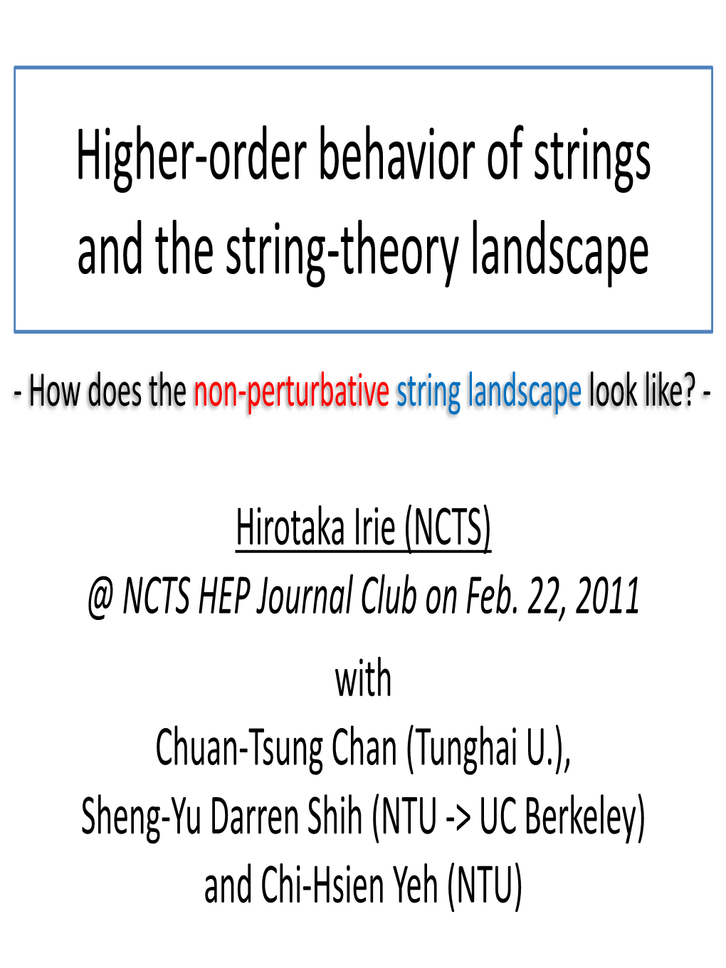 Higher-Order Behavior of Strings and the String-Theory Landscape (Pdf)
