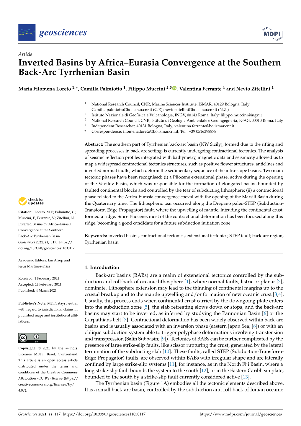 Inverted Basins by Africa–Eurasia Convergence at the Southern Back-Arc Tyrrhenian Basin