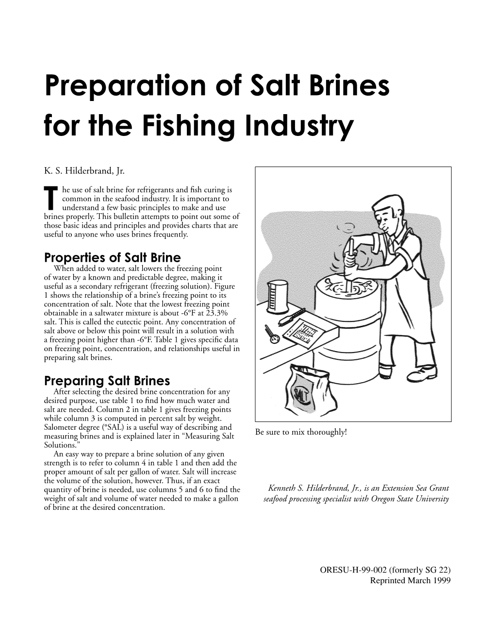 Preparation of Salt Brines for the Fishing Industry