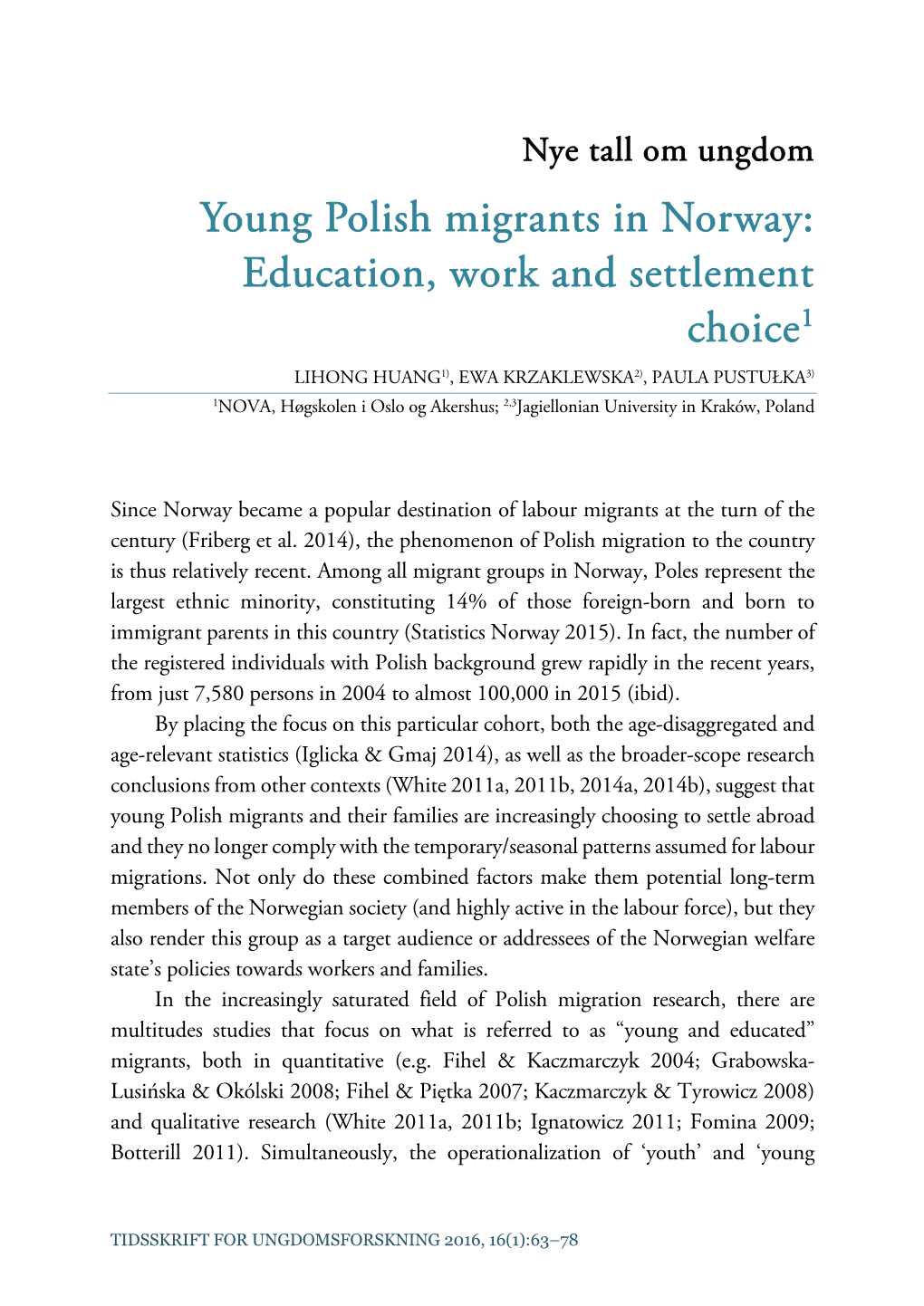 Young Polish Migrants in Norway