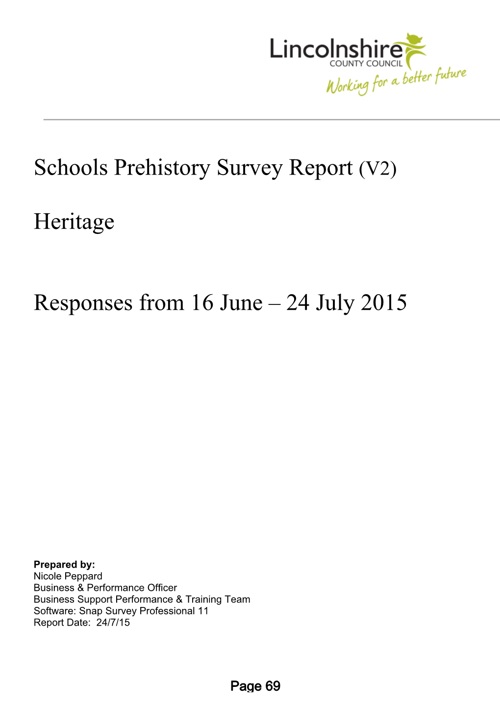 Schools Prehistory Survey Report (V2) Heritage Responses from 16