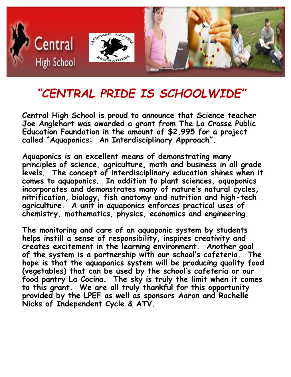 “Central Pride Is Schoolwide”