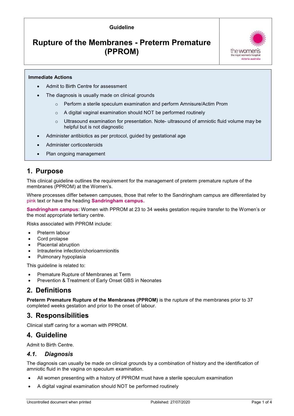 Rupture of Membranes at Term  Prevention & Treatment of Early Onset GBS in Neonates 2