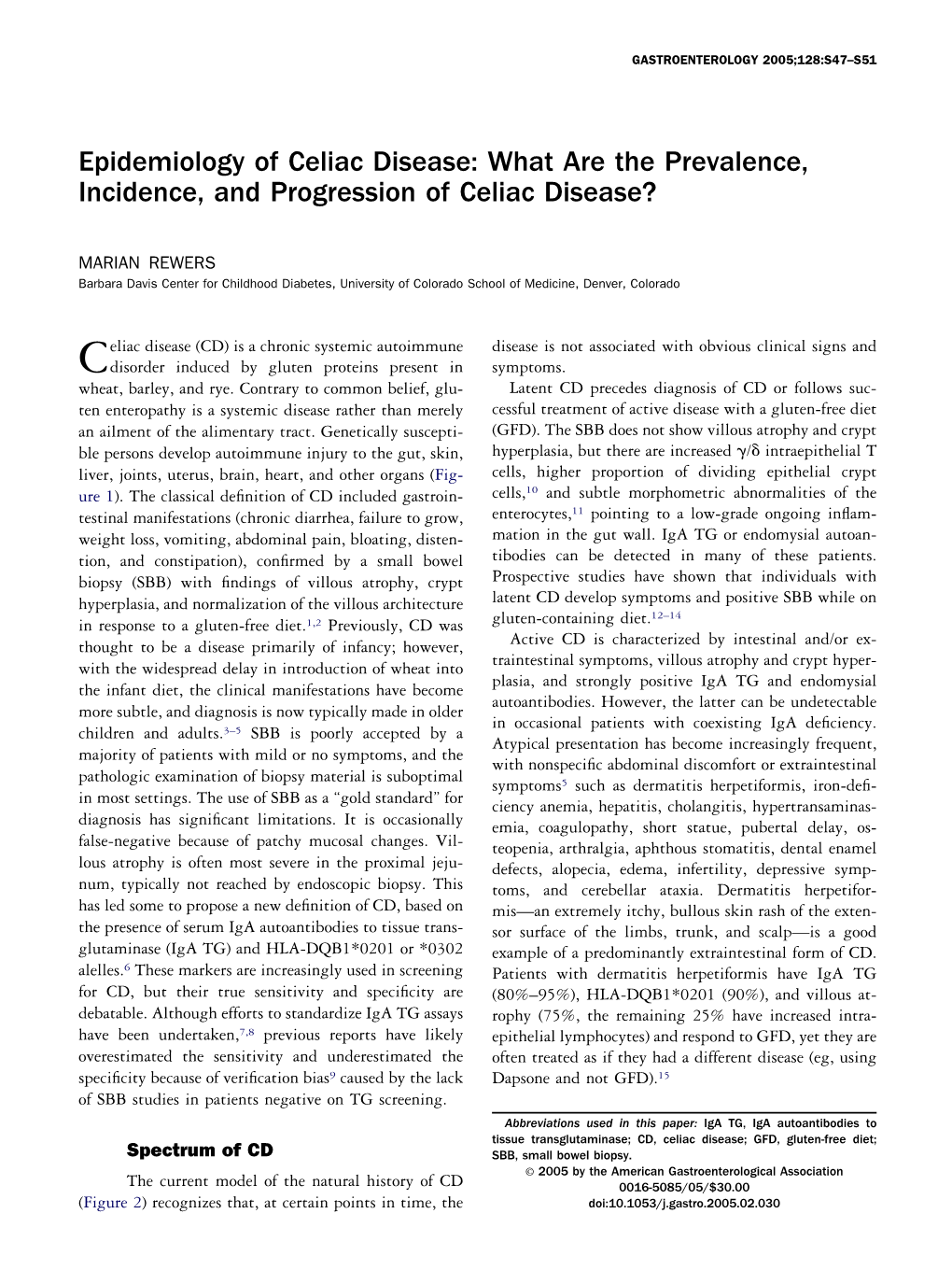 Epidemiology of Celiac Disease: What Are the Prevalence, Incidence, and Progression of Celiac Disease?