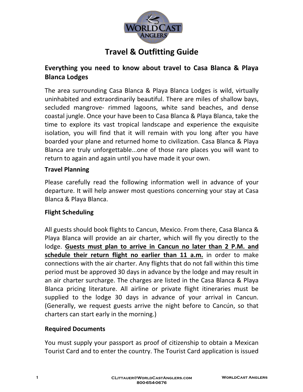 Travel & Outfitting Guide