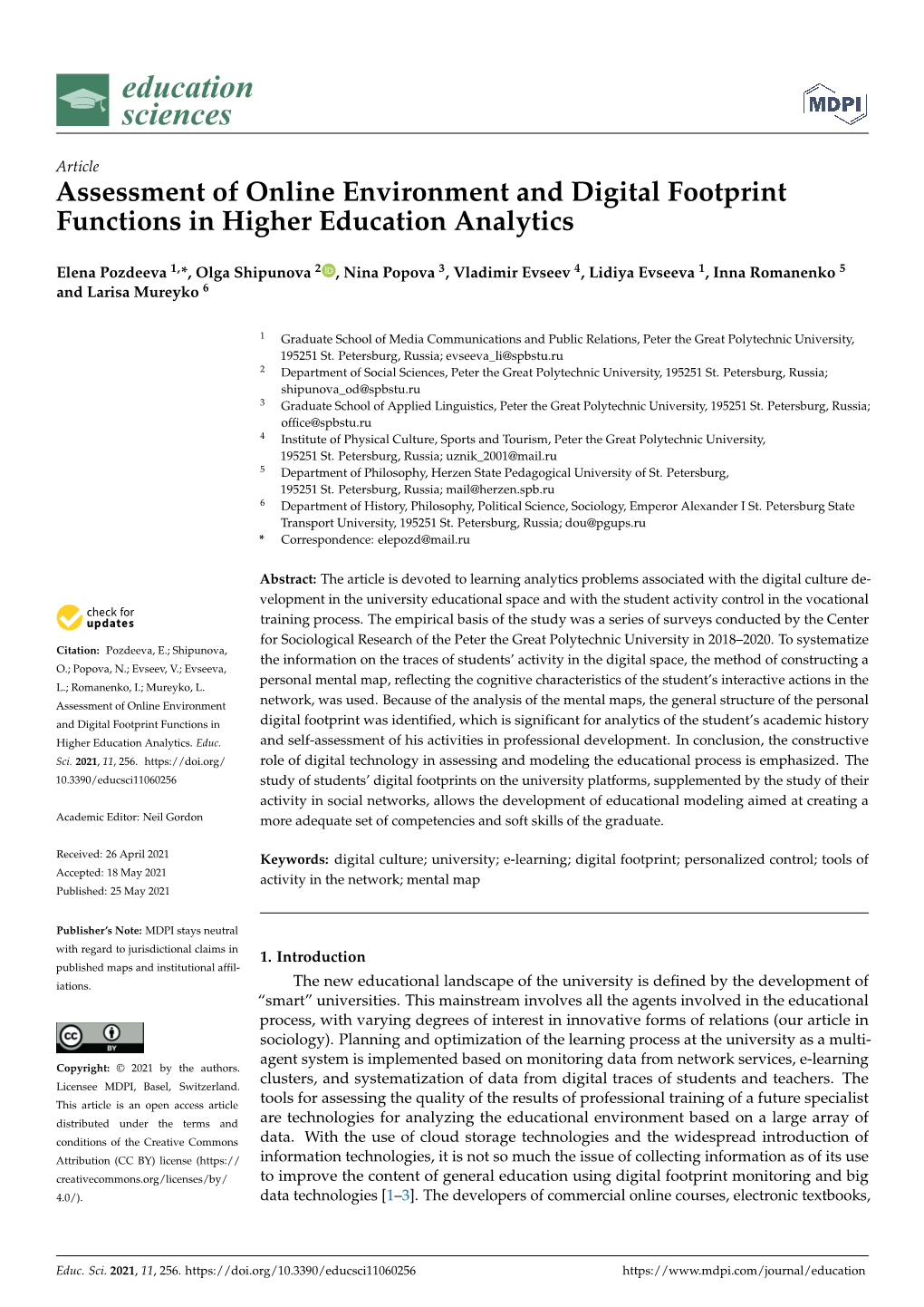 Assessment of Online Environment and Digital Footprint Functions in Higher Education Analytics