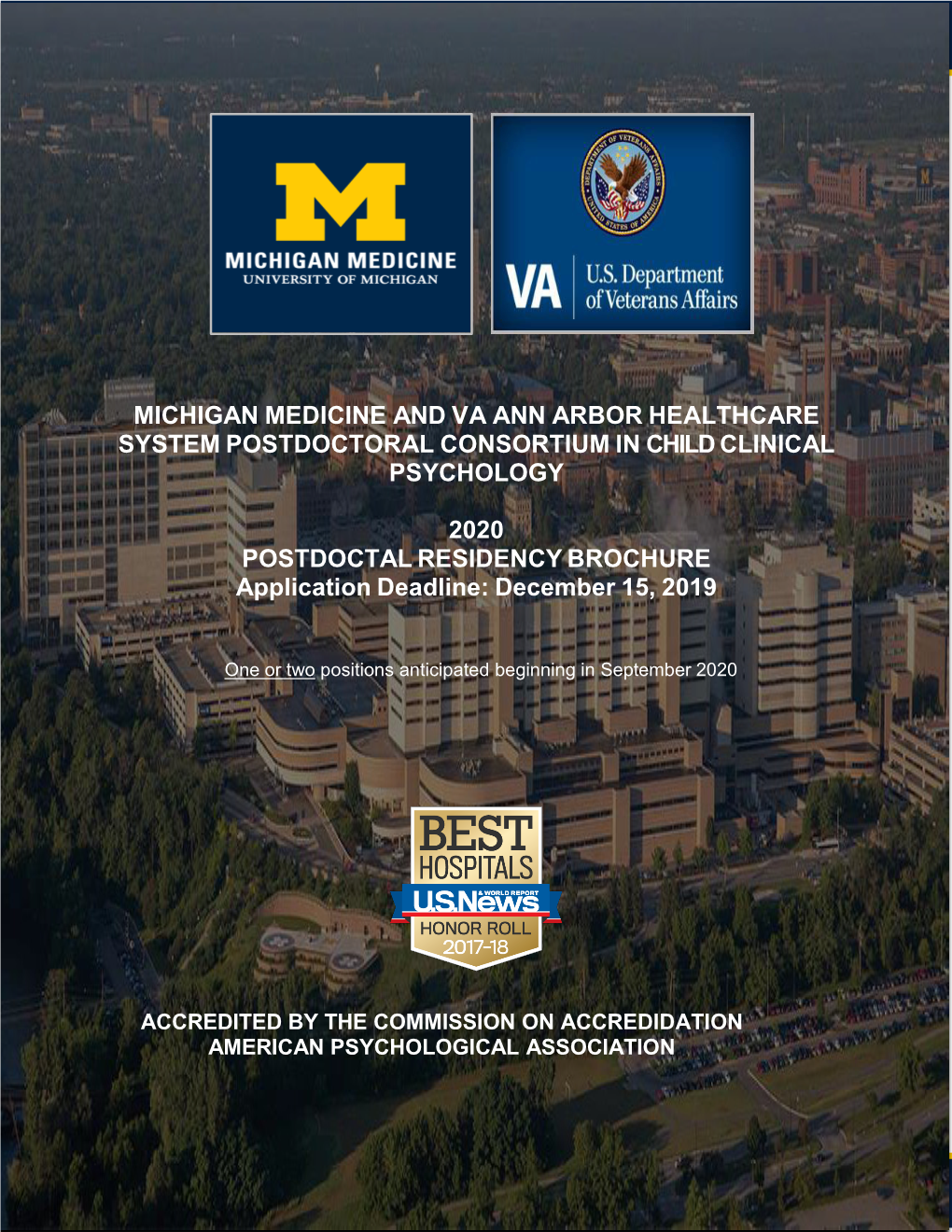 Michigan Medicine and Va Ann Arbor Healthcare System Postdoctoral Consortium in Child Clinical Psychology