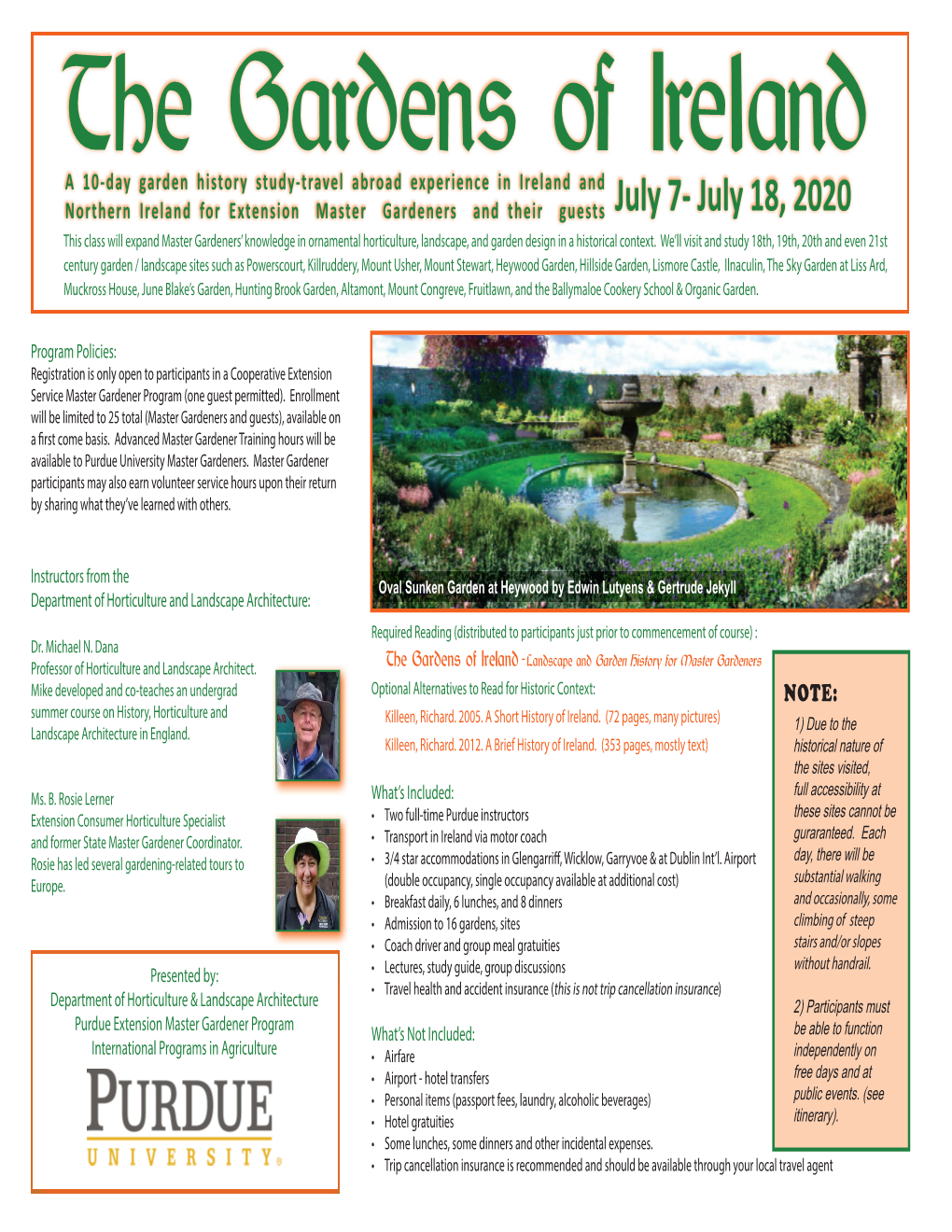 July 18, 2020 This Class Will Expand Master Gardeners’ Knowledge in Ornamental Horticulture, Landscape, and Garden Design in a Historical Context