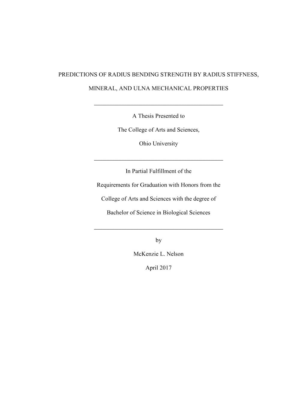 Predictions of Radius Bending Strength by Radius Stiffness, Mineral, and Ulna Mechanical Properties