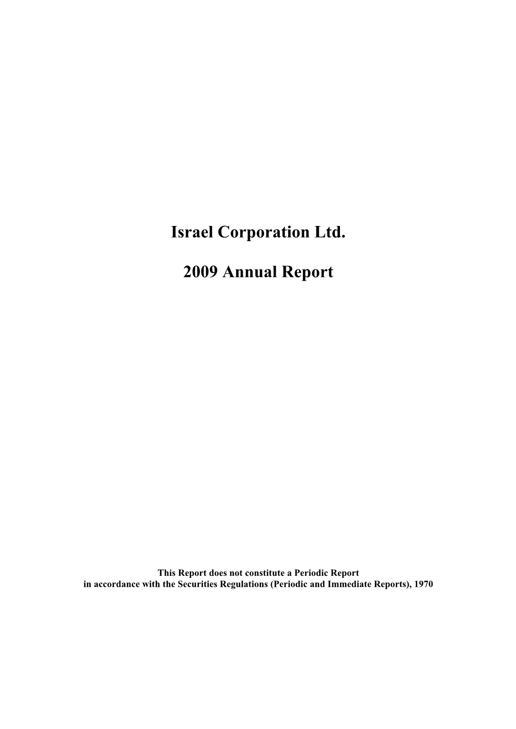Israel Corporation Ltd. 2009 Annual Report