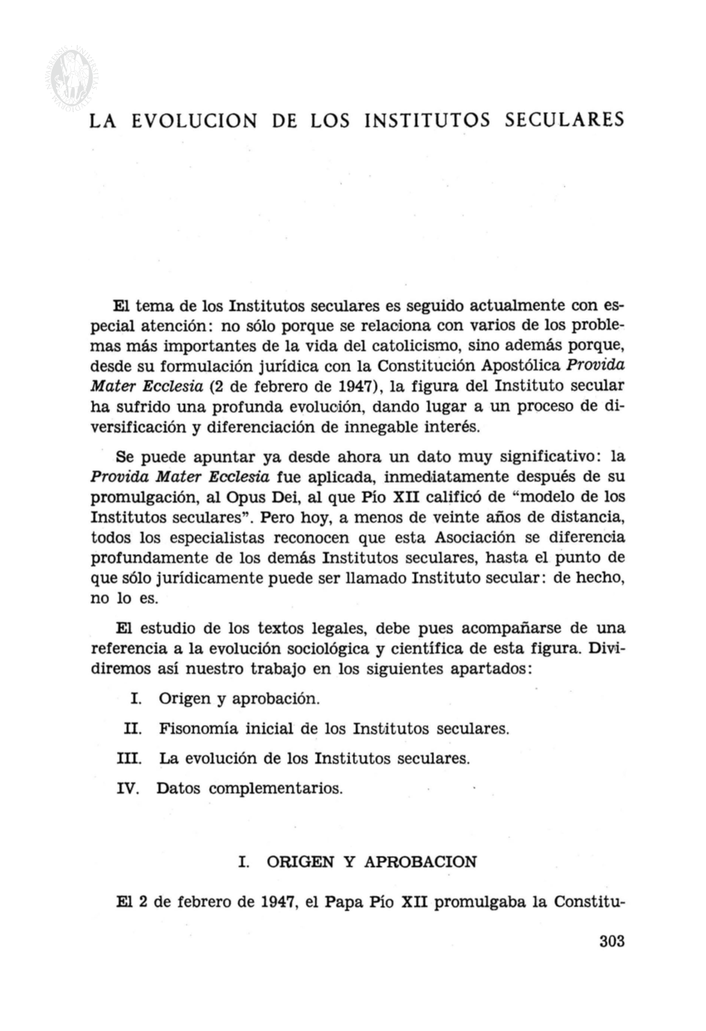 La Evolucion De Los Institutos Seculares