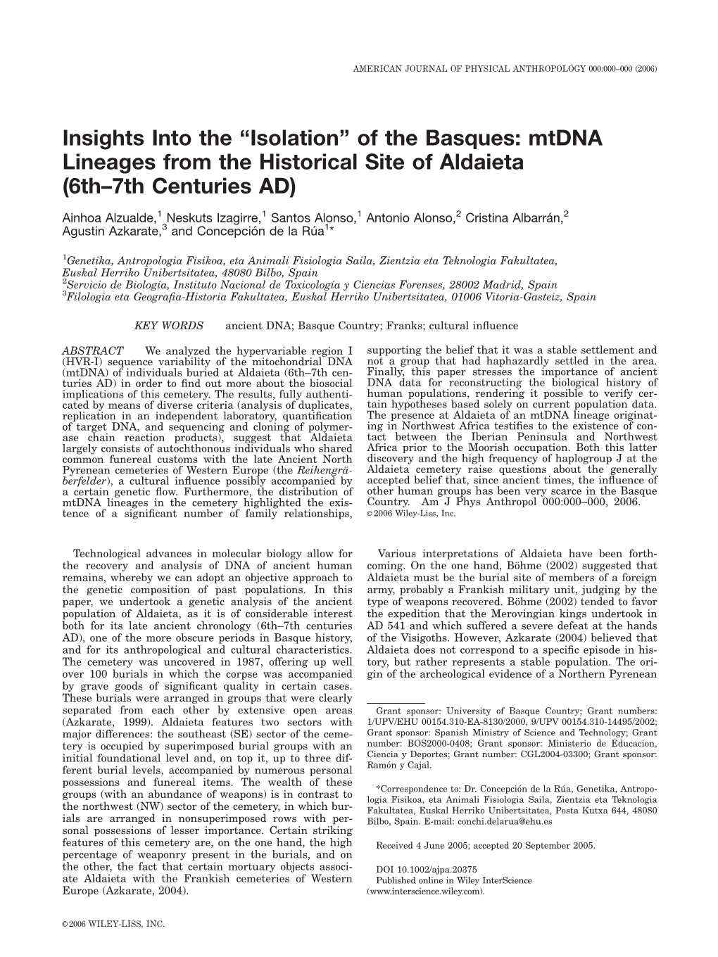 Insights Into the "Isolation" of the Basques: Mtdna Lineages from The