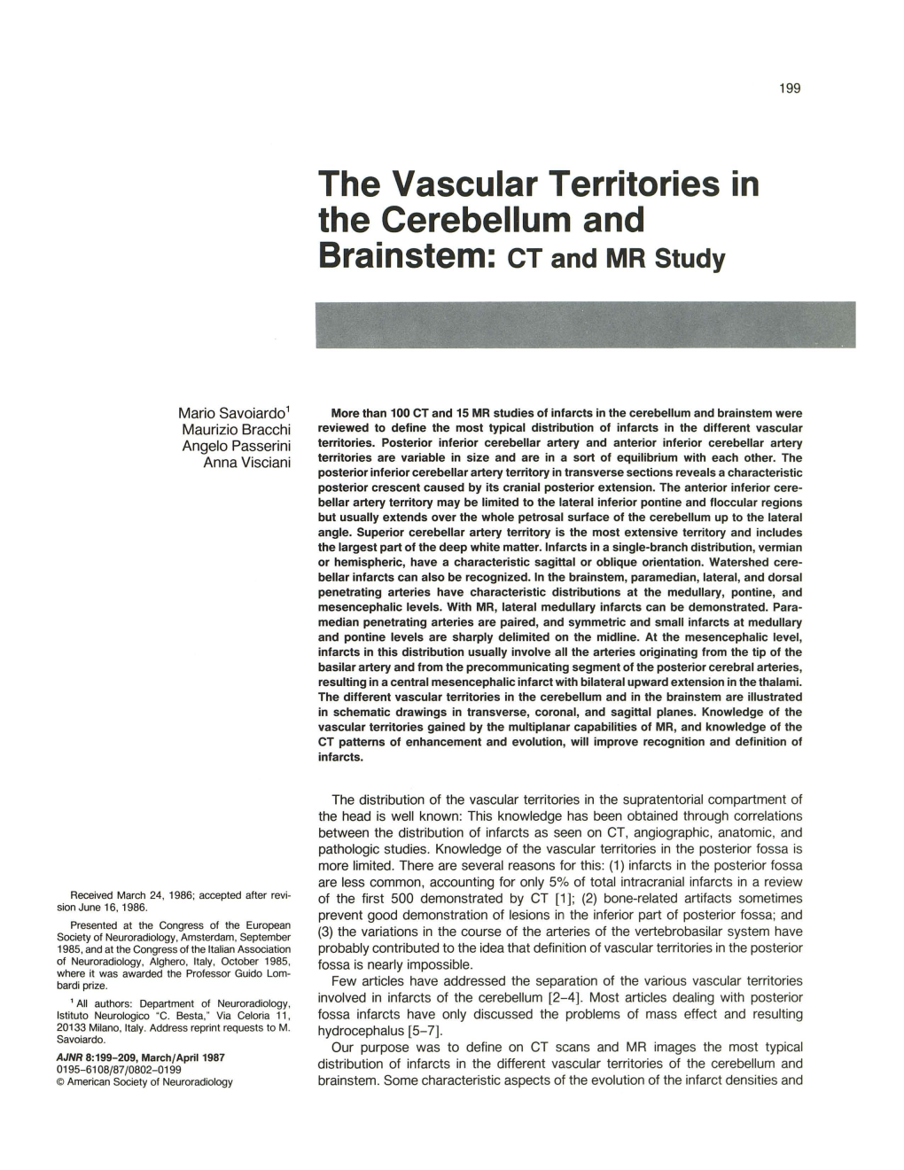 The Vascular Territories in the Cerebellum and Brainstem: CT and MR Study