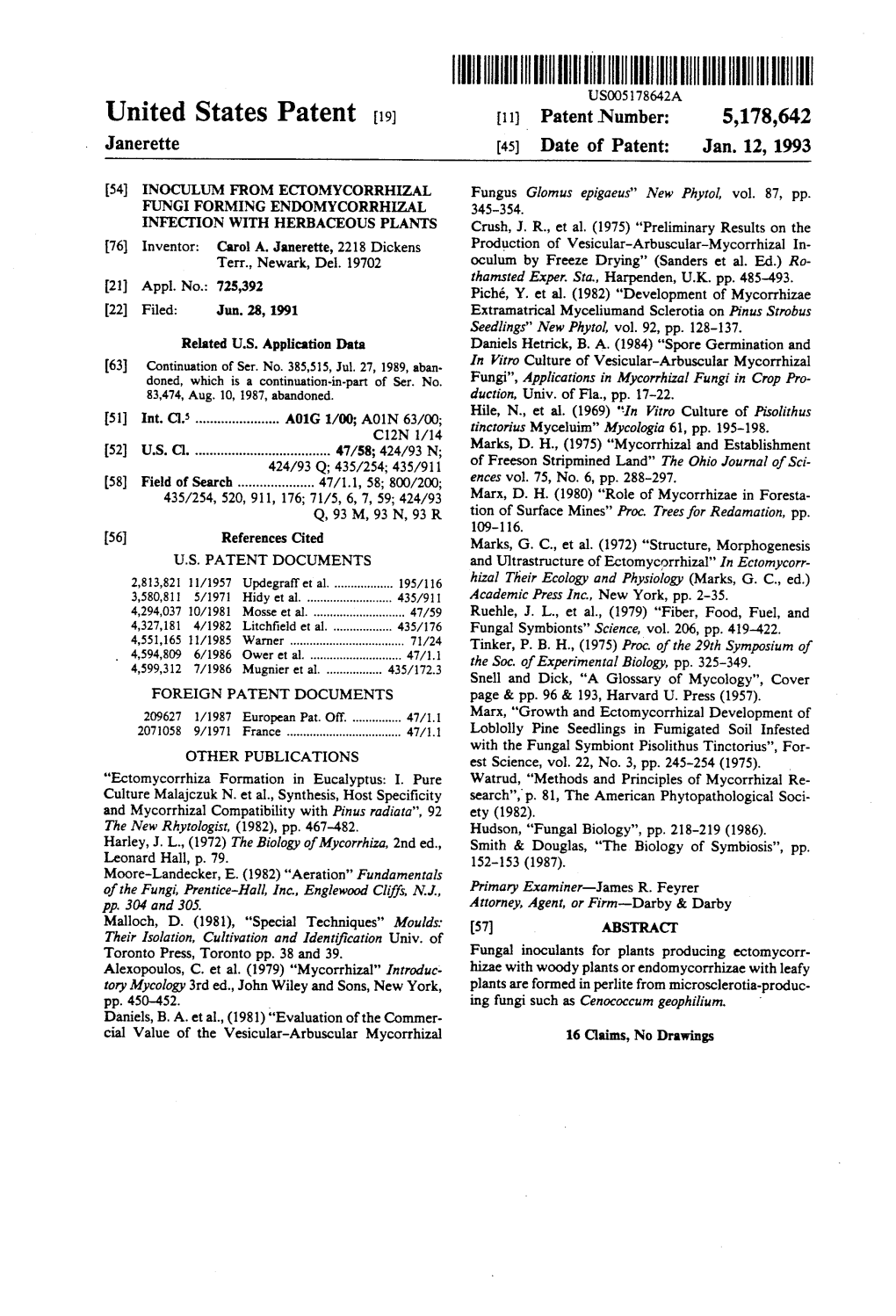 IIIHIIIHIIIHIIIHII US005178642A United States Patent (19) (11) Patent Number: 5,178,642 Janerette 45) Date of Patent: Jan