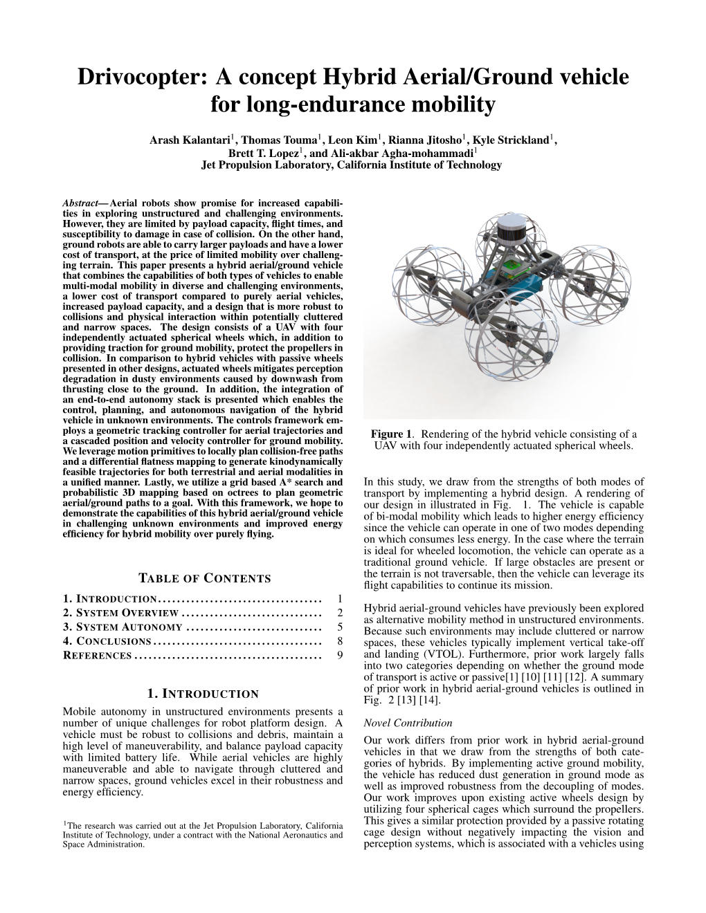 Drivocopter: a Concept Hybrid Aerial/Ground Vehicle for Long-Endurance Mobility