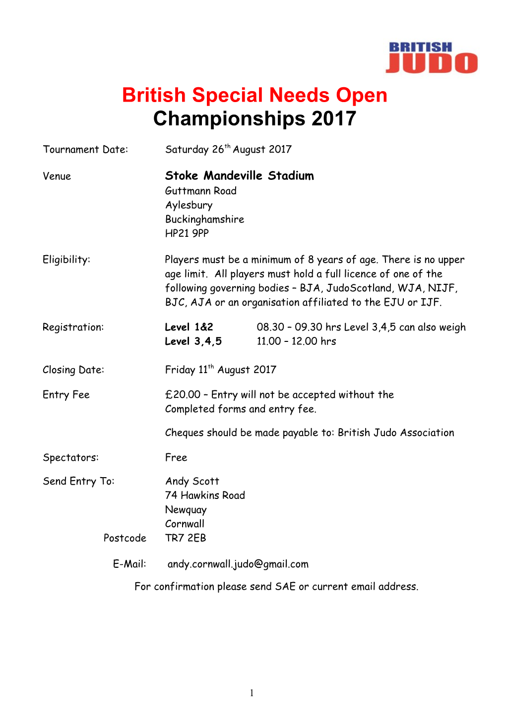 British Special Needs Open Championships 2017