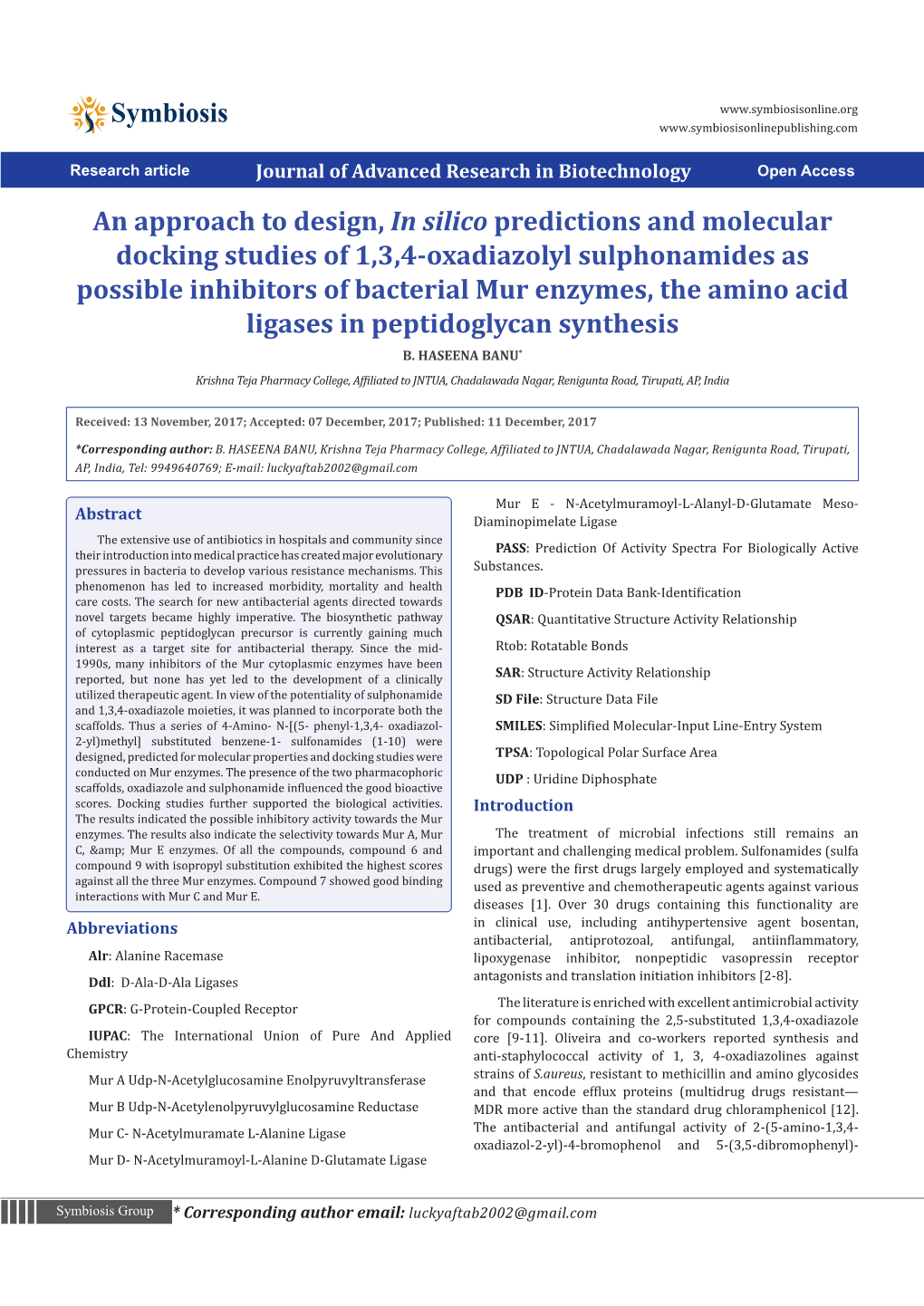 An Approach to Design, in Silico Predictions and Molecular Docking