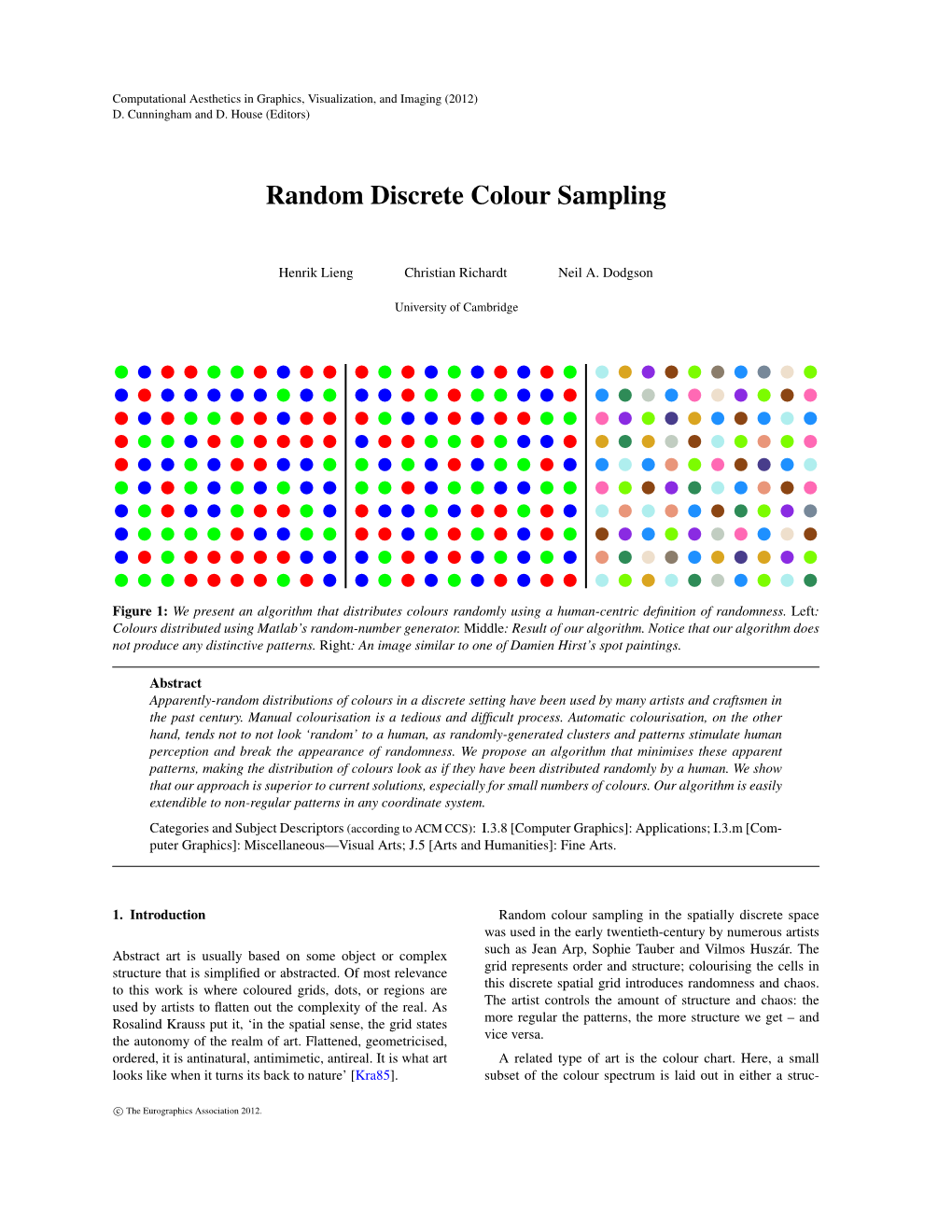 Random Discrete Colour Sampling