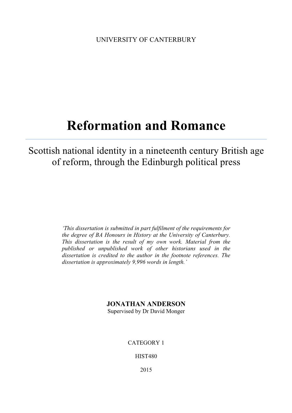 Reformation and Romance