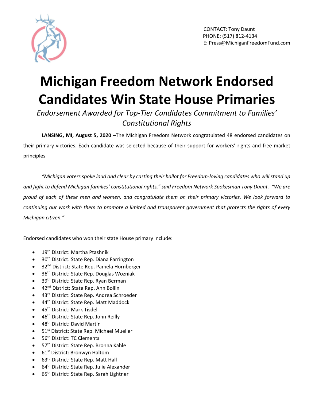 MFN Endorsed Candidates