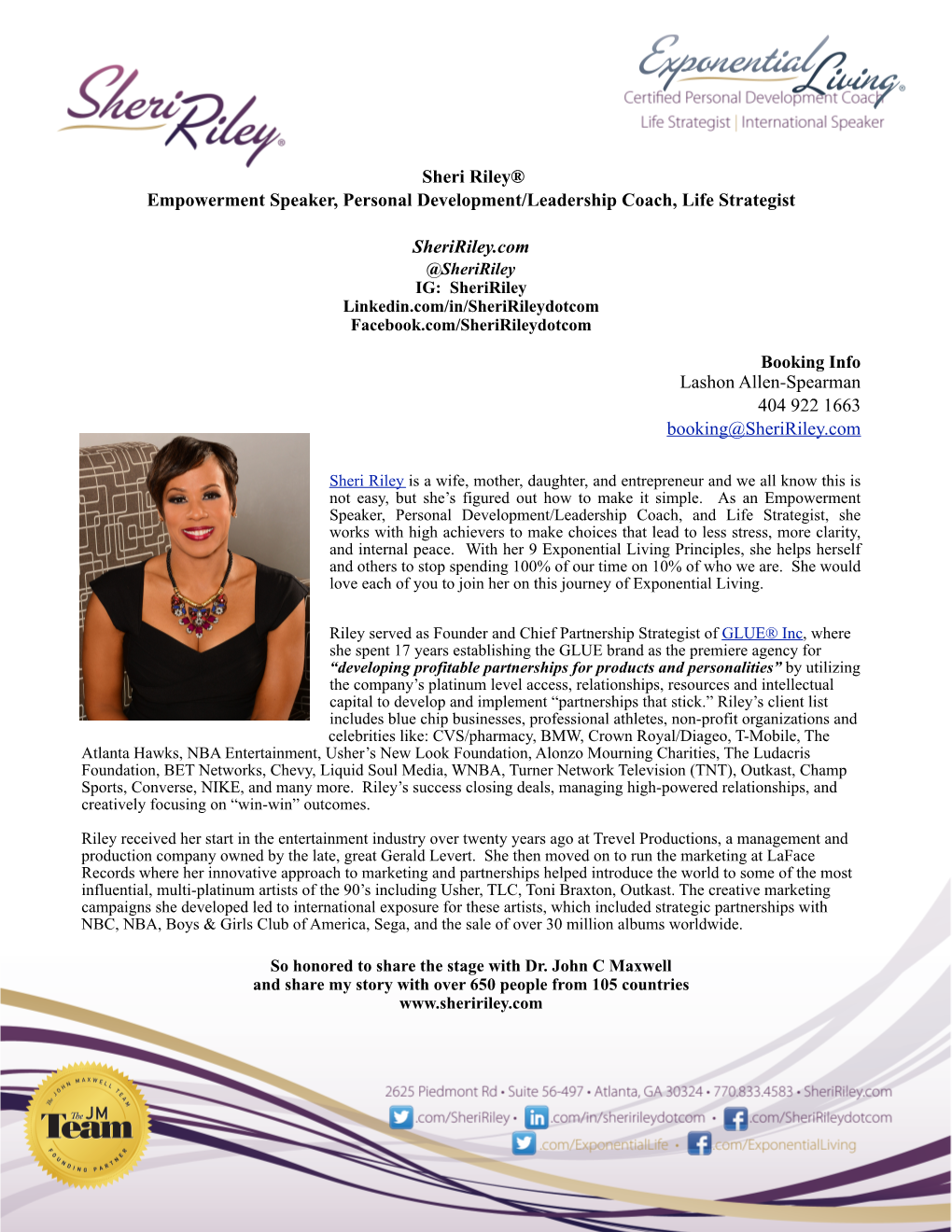 Sheri Riley® Empowerment Speaker, Personal Development/Leadership Coach, Life Strategist