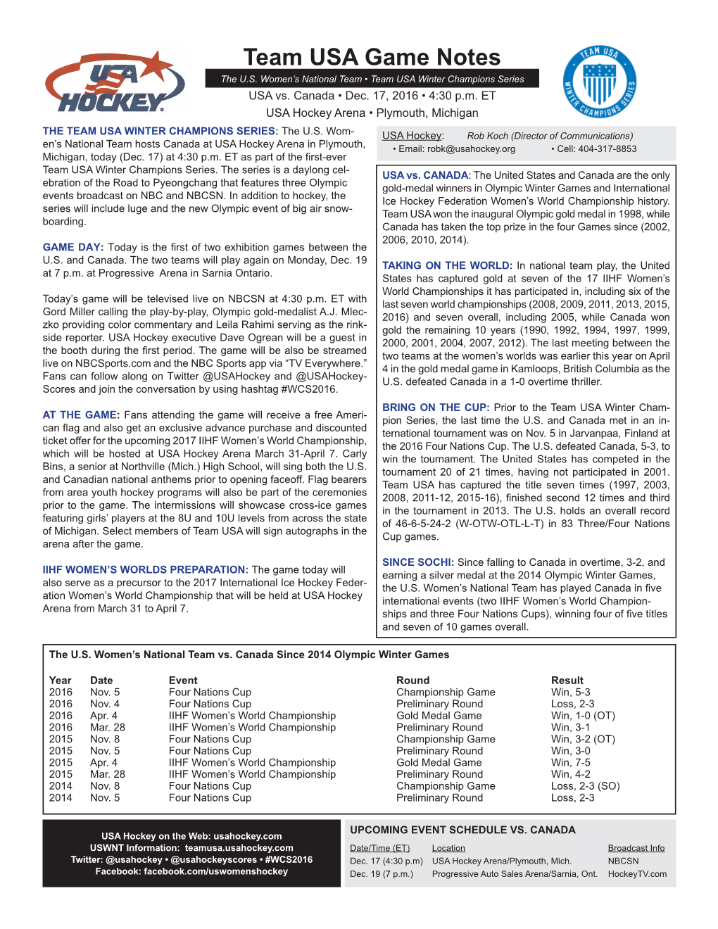 Game Notes the U.S