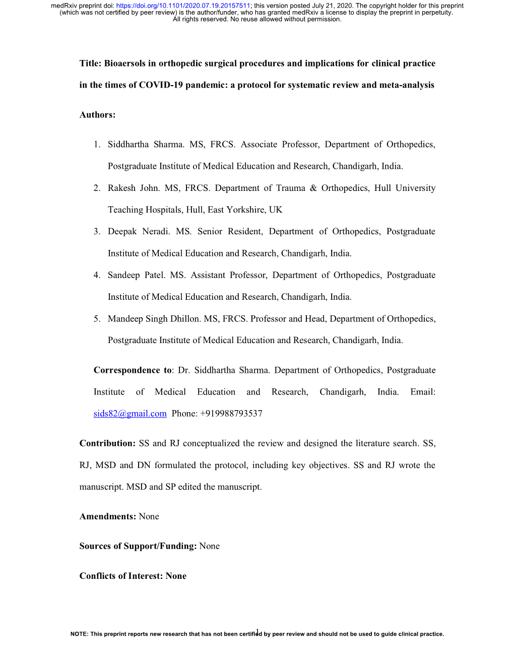 Bioaersols in Orthopedic Surgical Procedures and Implications for Clinical Practice