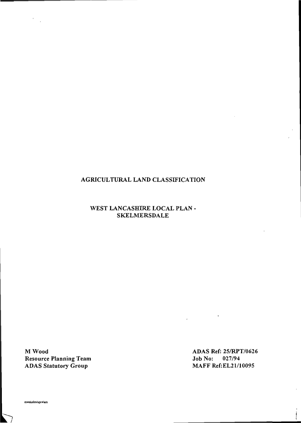 Agricultural Land Classification West